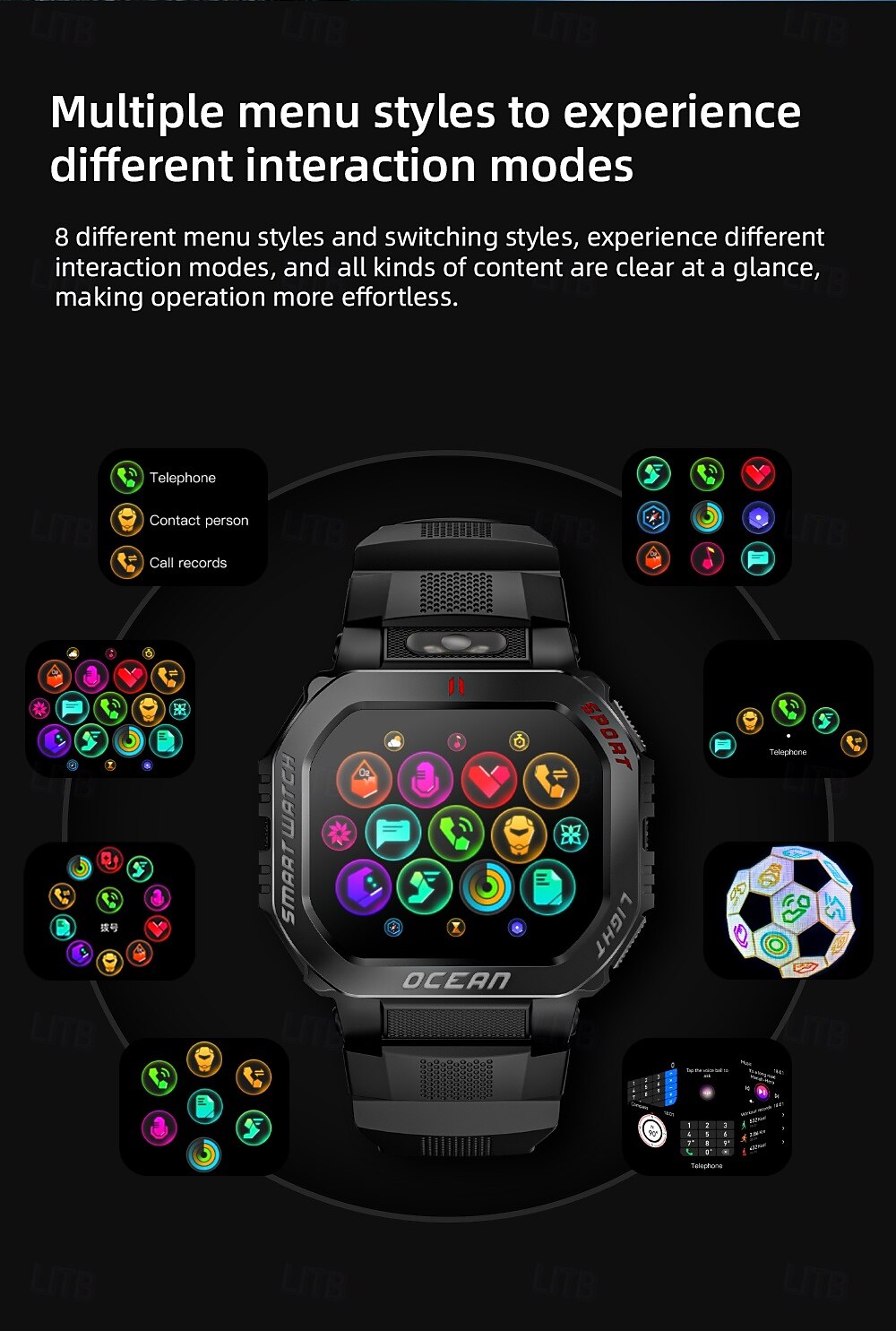 LOKMAT OCEAN GT Smart Watch 1.75 inch Bluetooth Calling Smartwatch Pedometer Call Reminder Activity Tracker Compatible with Android iOS Unisex Long Standby Hands-Free Calls Waterproof IP68 51mm Watch 2026 - $51.99 –P15