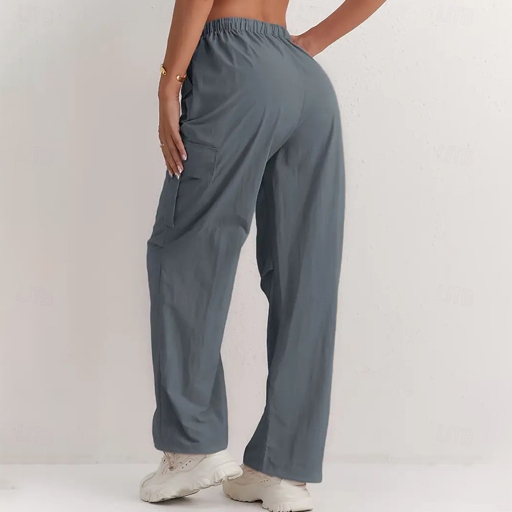 Damen Cargo-Hosen Hose Freizeithose Urlaub Mode Alltagstauglich Volle Länge Hohe Taille Einfarbig Einfach Kordelzug Tasche Weites Bein Komfort Schnelltrocknend Weich Unelastisch Outdoor Streetwear 2026 - $32.99 –P8
