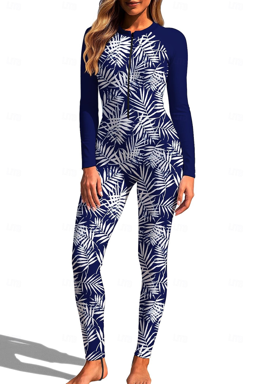 Per donna Standard Top sottomuta Rash Guard completo per il corpo Costume da surf intero Floreale Tropicale Con zip con reggiseno incorporato Cerniera Frontale Protezione Solare UV Coppa larga UPF50+ del 2026 a $49.99 –P7