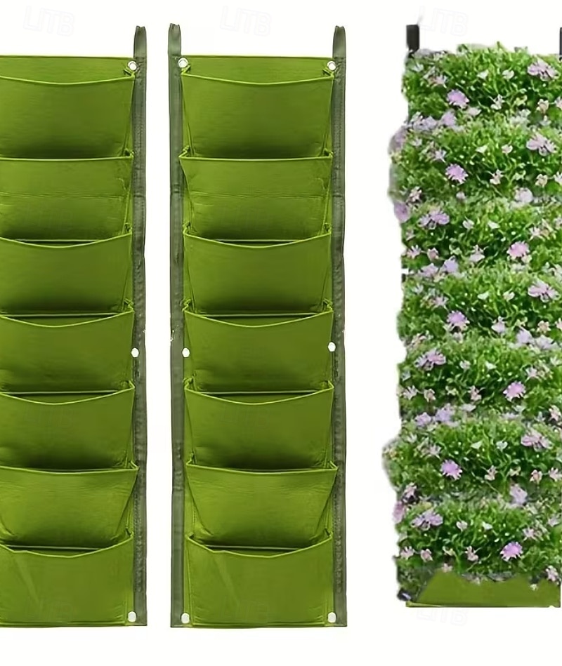 Ensemble de 2 sacs de culture suspendus verticaux à 7 poches, pour plantes, à fixer au mur à l'intérieur ou à l'extérieur. Style classique et léger, idéal pour un balcon, un jardin ou une décoration de 2026 ? $22.99 –P1