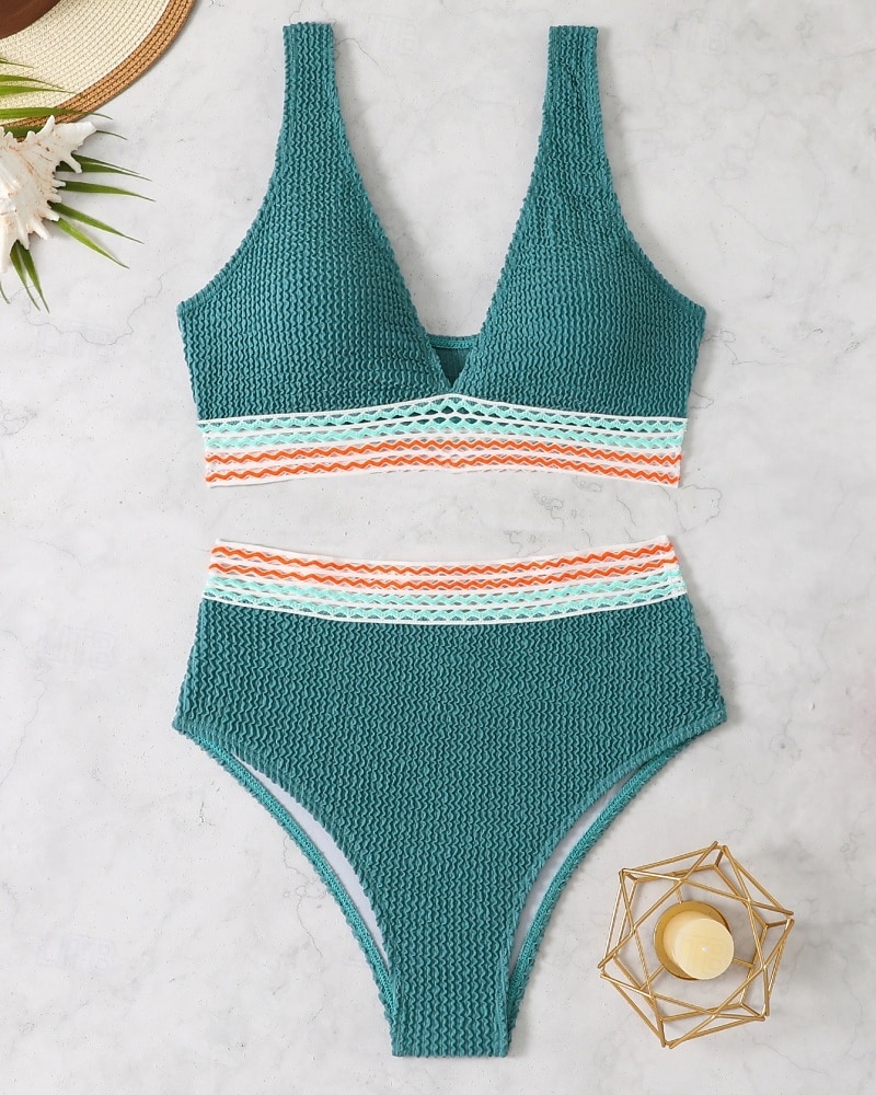 Women's Regular Surfing Tankinis & Bikinis Bathing Top 2 Pieces Geometric Open Back UV Protection Elastic Sleeveless Swimwear Surfing Diving Swimming Summer 2026 - $18.99 –P19