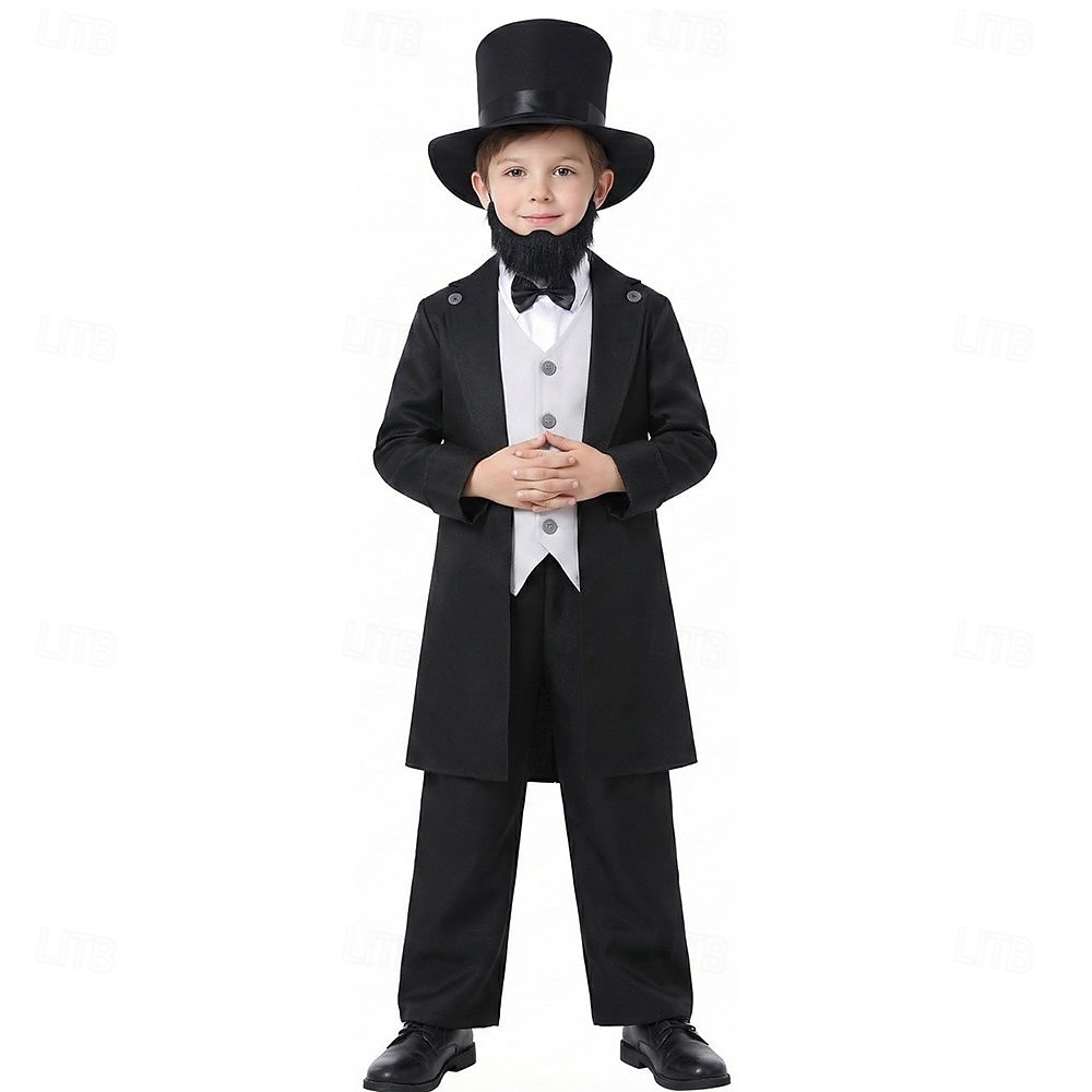 Zestaw 250. rocznica USA Retro / vintage Średniowieczne Stroje Długie rękawy Lincoln Strój na bal maskowy Dla chłopców Strój karnawałowy Karnawał Dzień Niepodległości Bal maskowy 4 lipca Dla dzieci 2026 - $48.99 –P2