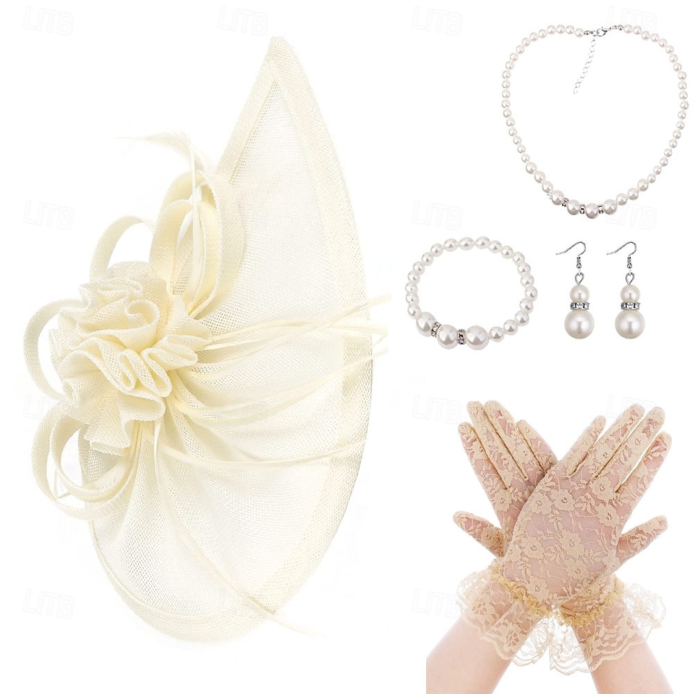 Derby Guanti Collana Cappello Fascinator Gentildonna Costume Per donna Mascherata Ascot Festival delle corse di cavalli Adulti Copricapo del 2026 a $31.99 –P5
