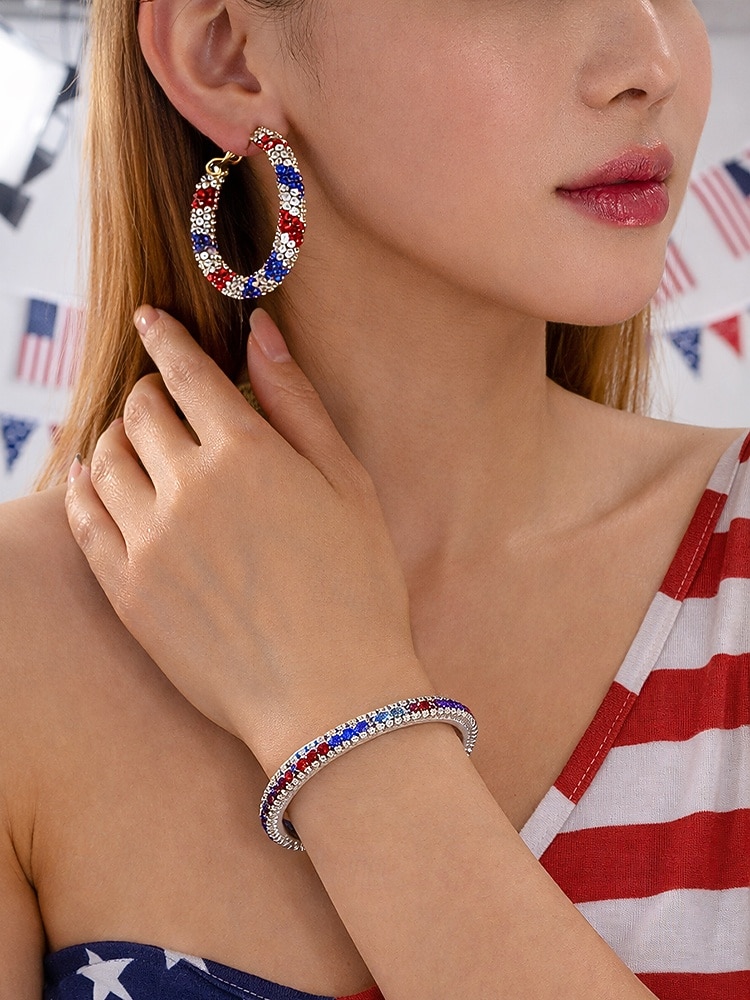 Stany Zjednoczone 250-lecie Narodzin - Tematyczne kolczyki akrylowe dla kobiet - Różne wzory czerwony biały i niebieski idealne na Dzień Niepodległości i obchody USA 2026 - $14.99 –P3