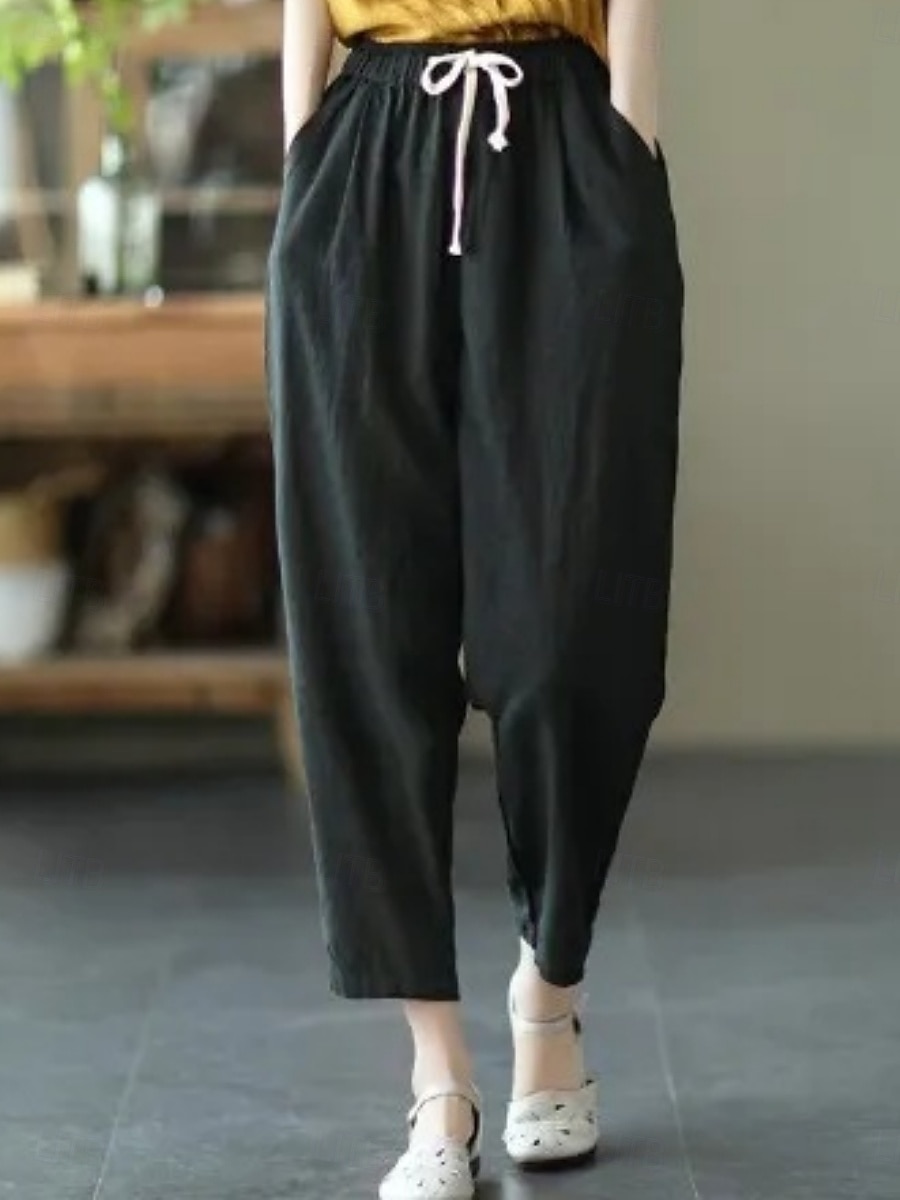 Mujer Pantalones Pantalones de verano Pantalones anchos Pantalones de playa Vacaciones Moda Ropa de calle Hasta el Tobillo Alta cintura Plano Correa Bolsillo Cintura elástica Comodidad Suave 2026 - $22.99 –P1