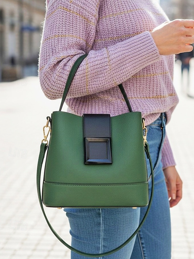 2026年 女性用フェイクレザーバケットバッグ - 多用途のショルダーバッグとクロスボディスタイル、複数の色、カジュアルからセミフォーマルまで使えるトレンディで丈夫なバッグ  コレクション – $29.99 –P2