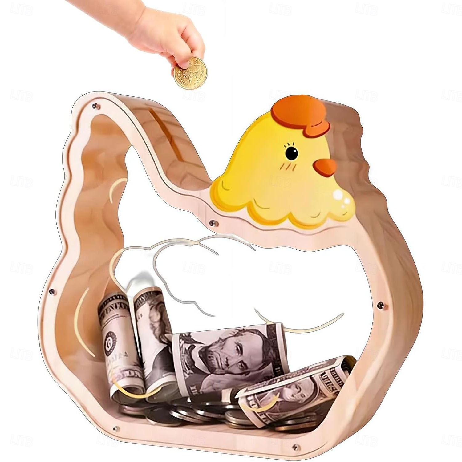 Houten spaarpot in de vorm van een dinosaurus voor jongens, transparante spaarpot met acrylvenster, creatieve spaarpot, cadeau spaarpot, nieuwjaars-, verjaardags- of doopcadeau voor peuters en meisjes 2026 - $22.99 –P7