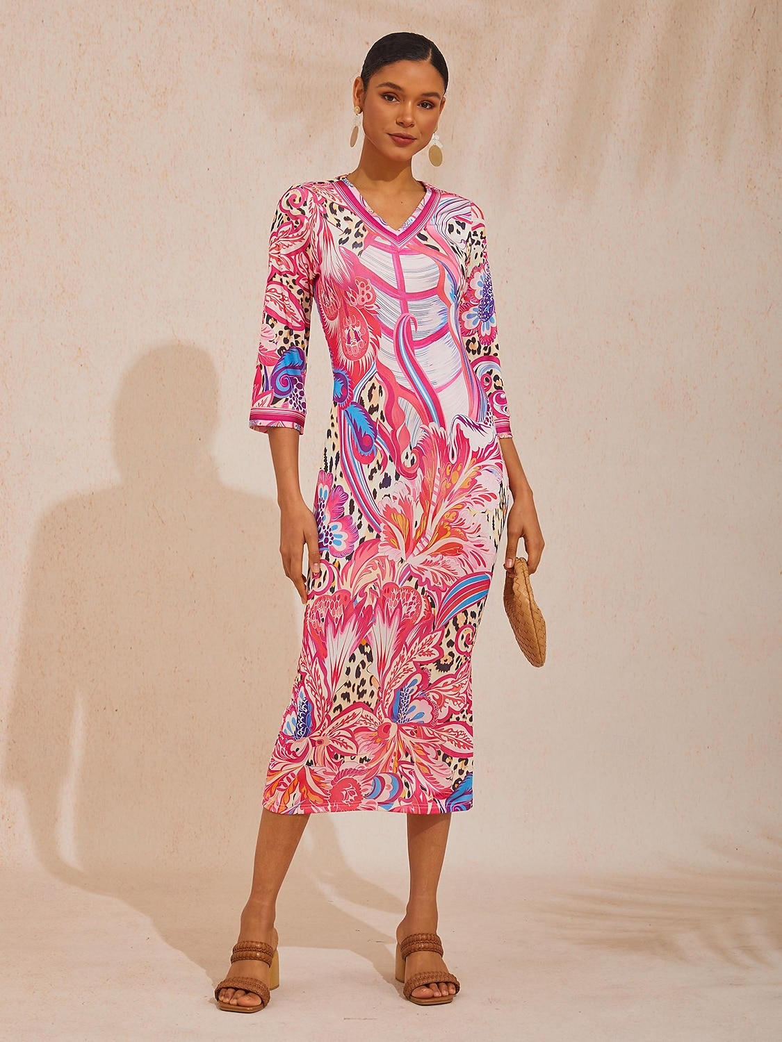 Blush&Beast abstracte roze paisley stretchjurk 2026 - $102.99 –P6