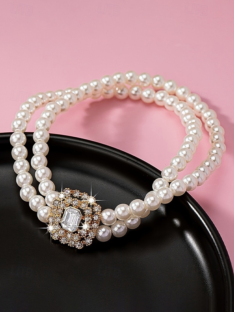 Női műgyöngyös bokalánc kristály díszítéssel, elegáns, többszínű gyöngyös dizájn, állítható bokaékszer tengerparti esküvőkre, nyári partikra, menyasszonyi és nyaralós viseletre 2026 - $9.99 –P7