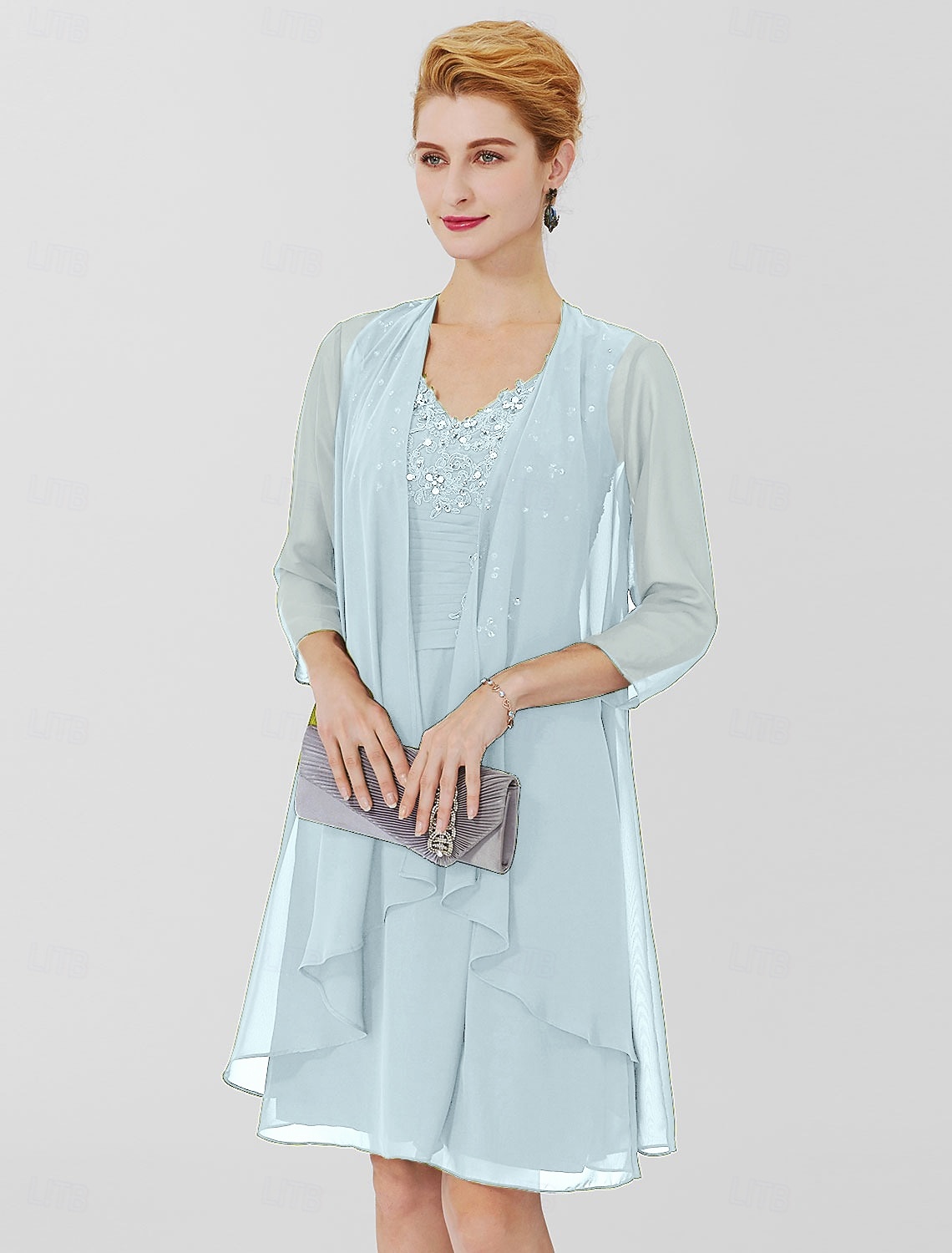 Женская Накидка Матери Накидки Пальто  Куртки Элегантная Защита от солнца 3/4 длины Рукав Шифоновая Накидка для гостей на свадьбу с чистым цветом Для формального весеннего и осеннего Одежда чтобы 2026 - $43.99 –P8