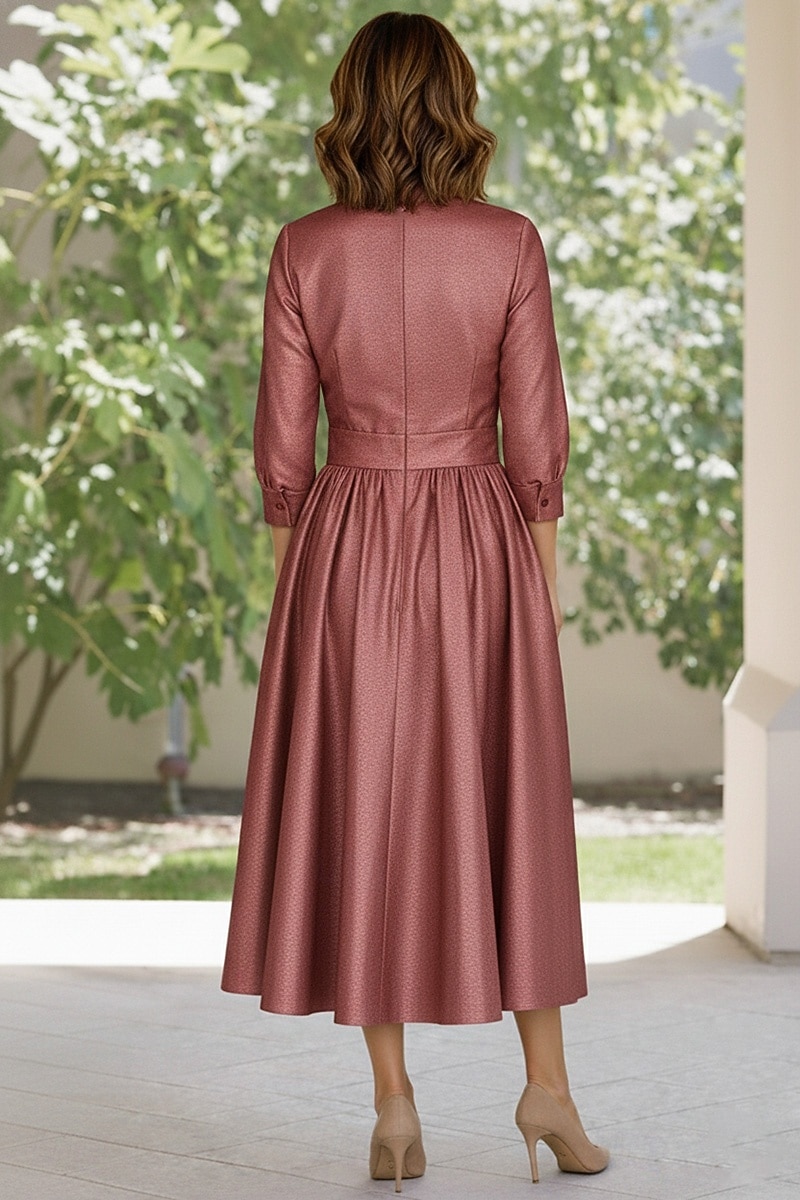 A-Line Tea Length Derby Dress Mother of the Bride Dress Long Sleeve Shirt Collar Elegant Vintage Simple Formal Kentucky Derby Taffeta with Bow(s) 2026 - CAD $248.99 A-Line Tea Length Derby Dress Mother of the Bride Dress Long Sleeve Shirt Collar Elegant Vintage Simple Formal Kentucky Derby Taffeta with Bow(s) 2026 - CAD $248.99