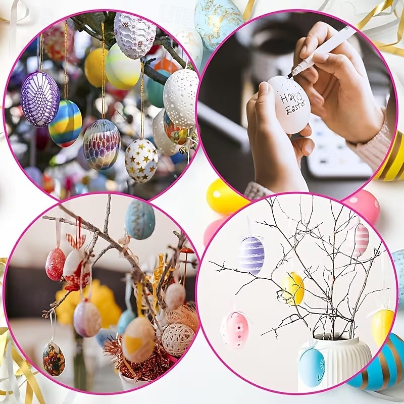 25-Piece White Easter Egg Painting Kit Blank Eggs for Coloring, Includes Strings, Tools, Gem Stickers, Hanging Rope, Perfect for Adult Easter Crafts Parties, Handmade Activities, and Decorations 2026 - $20.99 –P6
