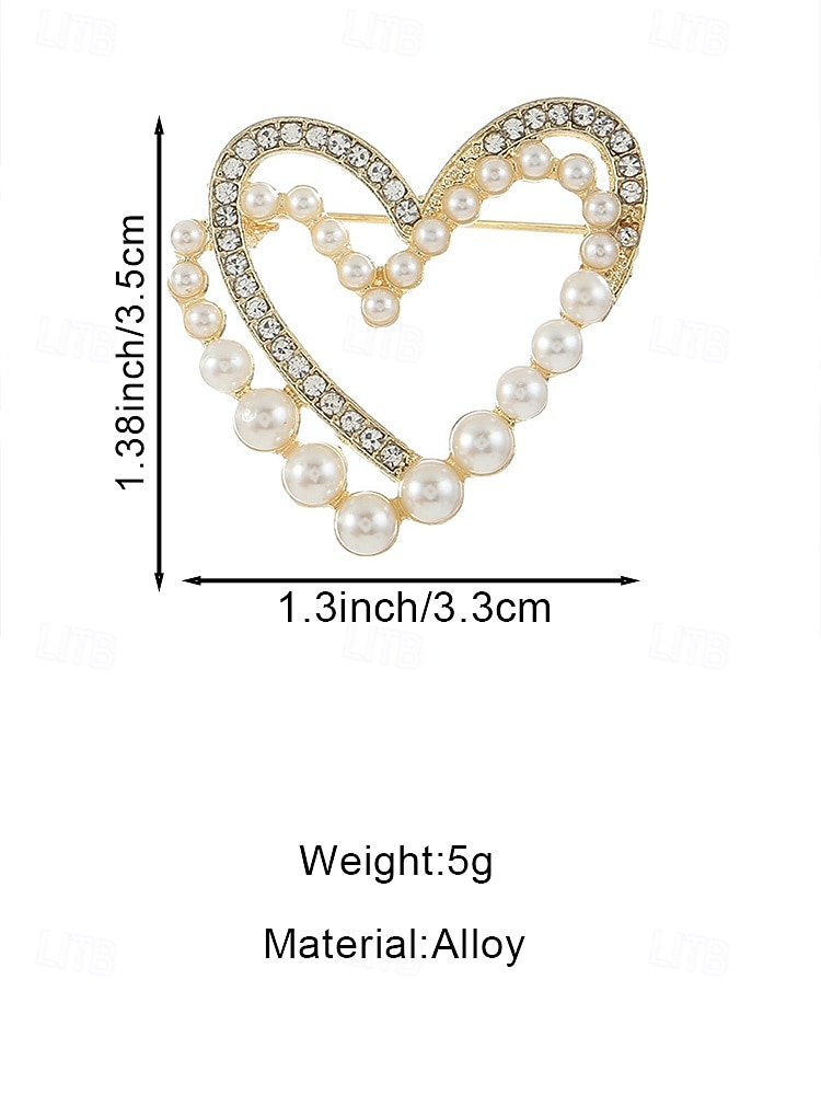 Женская брошь в форме сердца из сплава с искусственным жемчугом, доступно несколько вариантов дизайна, идеально подходит для Дня святого Валентина, свадеб и повседневной носки. 2026 - $7.99 –P7