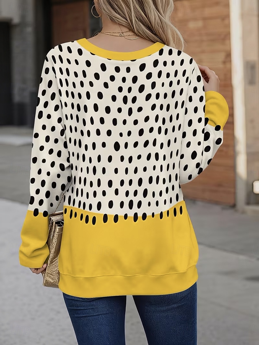 Per donna Felpa Pullover Felpe con cerniera Cerniera Stampato Grafico Geometrico A Pois Moda Casual Manica Lunga Girocollo Top Regolari Streetwear Abbigliamento Quotidiano Giallo Autunno Inverno del 2026 a $27.99 –P2