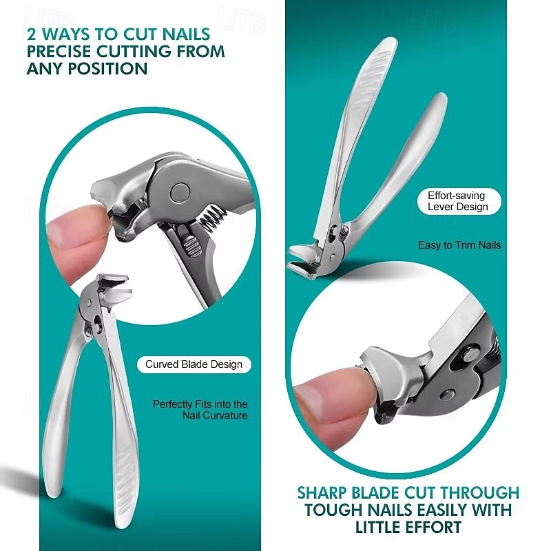 černé zahnuté kleštičky na nehty, ergonomické &snadné pro seniory, široký rozevření čelistí, šikmý nástroj na zastřihování hlav, ultra široký rozevření čelistí, odolný zastřihovač s protiskluzovou 2026 - $30.99 –P8