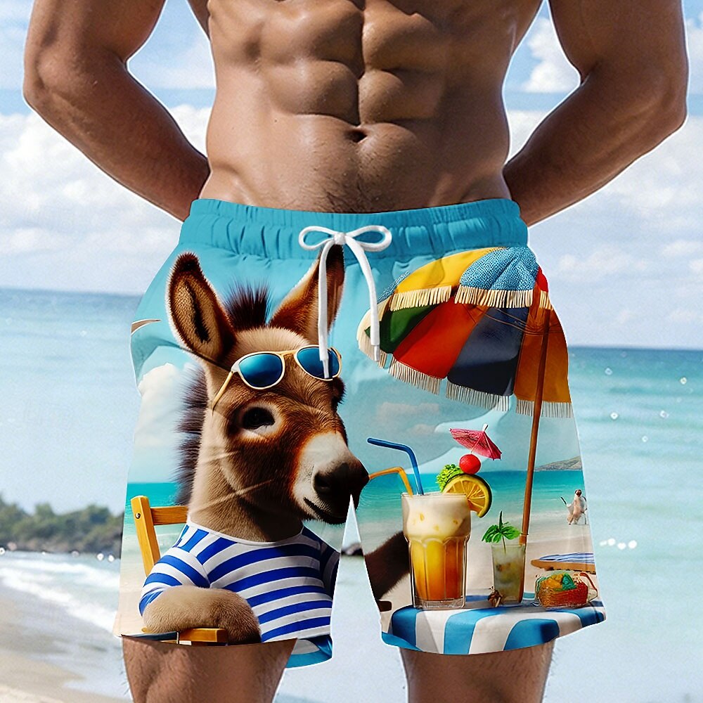 Ανδρικά Κινούμενα σχέδια Γάιδαρος Αστείος Μαγιό Βερμούδα Σορτσάκια Κολύμβησης Σορτς παραλίας Μεσαία Μέση Χαβανέζα Διακοπές στην παραλία Πλαϊνές τσέπες Διχτυωτή επένδυση Ελαστική μέση με κορδόνι 2026 - $20.99 –P1