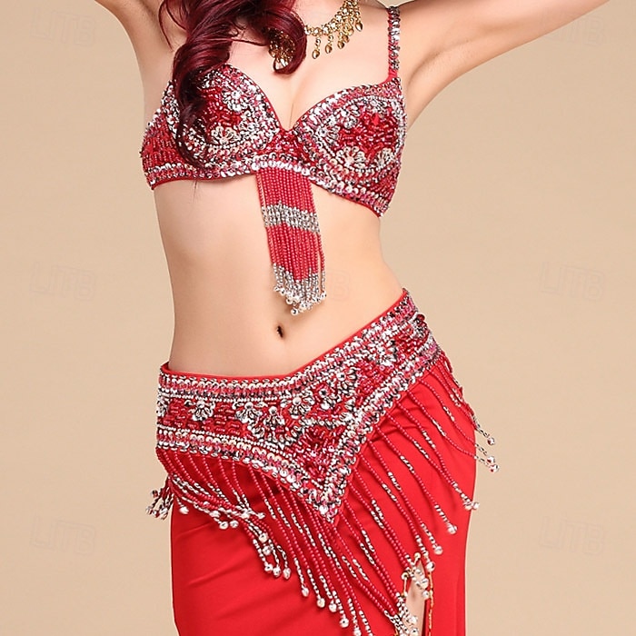 Samba Dancewear Tiefblaues Ornamental Beaded Pailletten Bauchtanz-Set Leistungskostüm 2026 - $60.99 –P6