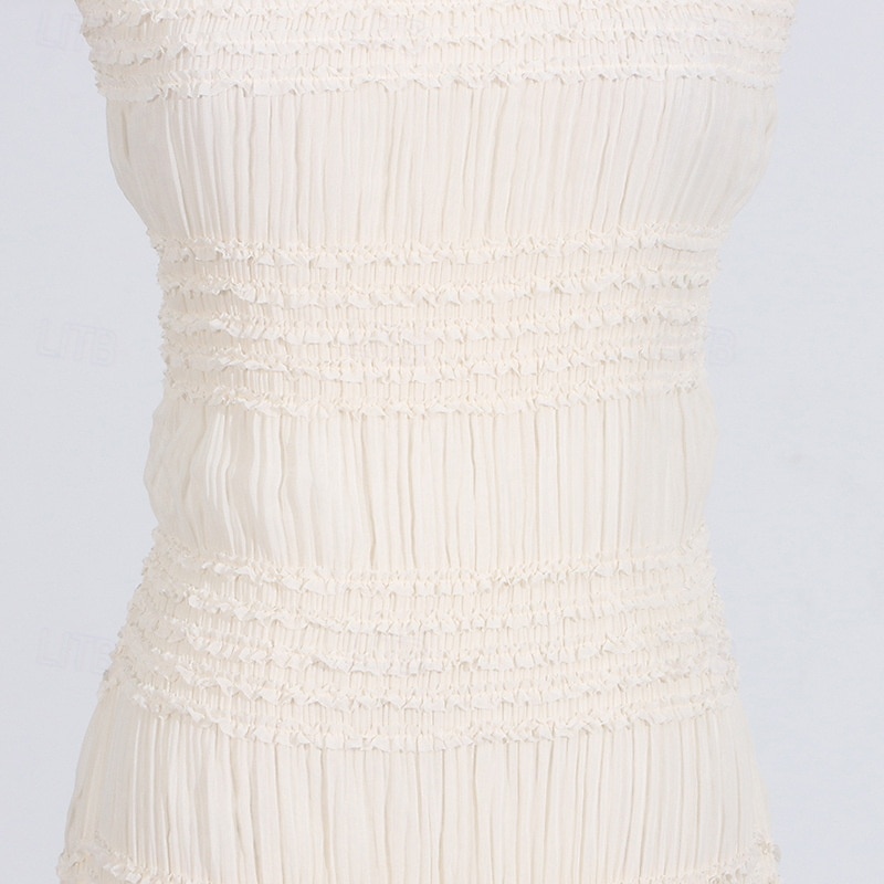 Linea ad A Lunghezza al pavimento Abito Bianco Abiti per invitati a matrimoni Elegante Senza Maniche All'americana Festa in giardino Matrimonio con Arricciato del 2026 a $57.99 –P14