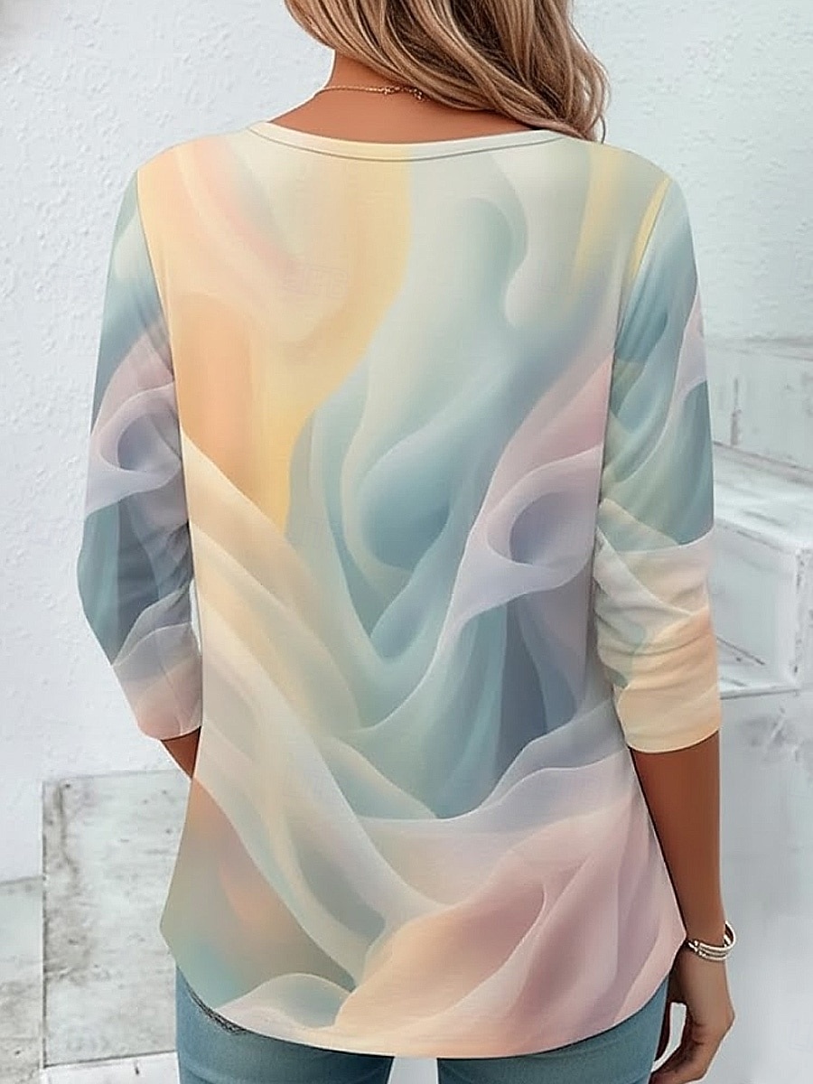 Dames T-shirt Lange Mouwen Crew Neck Lange Mouwen Tuniek Bloemen Graphic Gradient Elegant Vintage Stylish Reguliere Tops Dagelijkse Print Wit Geel Rood Blauw Donkergroen Herfst Voorspeel 2026 - $9.49 –P5