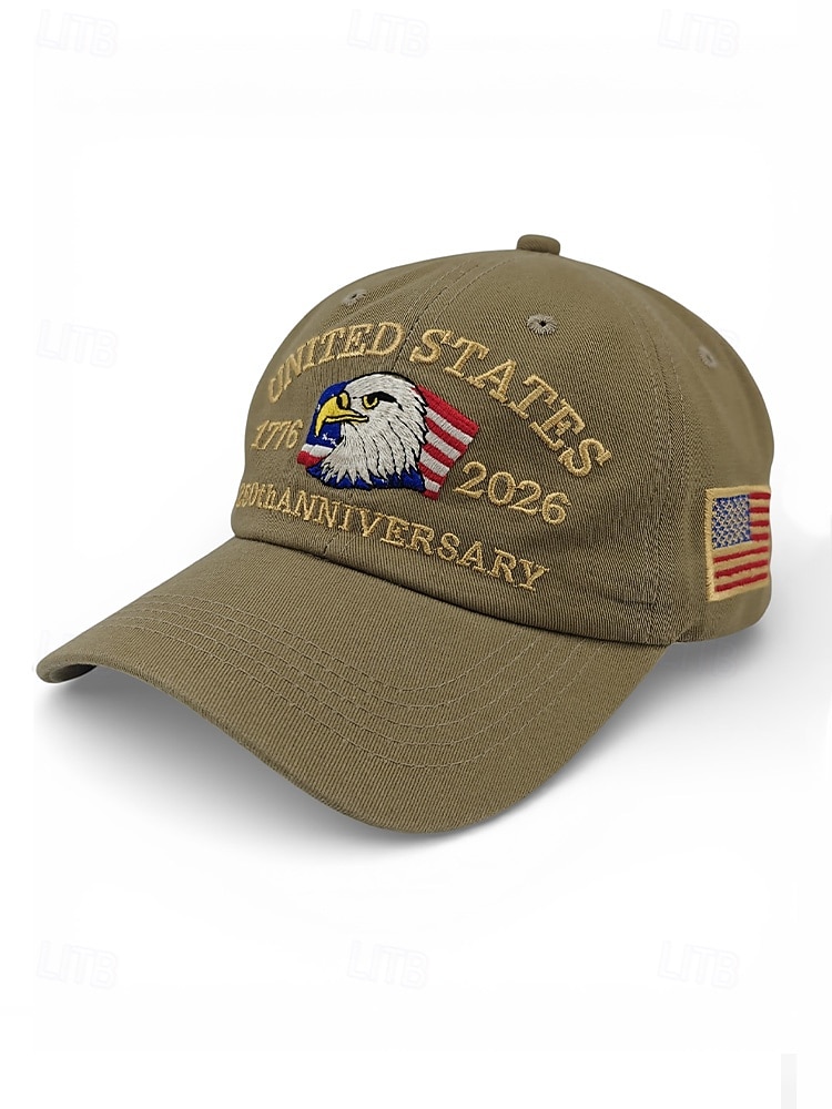 United States 250th Anniversary Men's Adjustable Cotton Cap with Embroidered American Flag, Multiple Colors, Ideal for Independence Day and Celebrations 2026 - $14.99 –P9