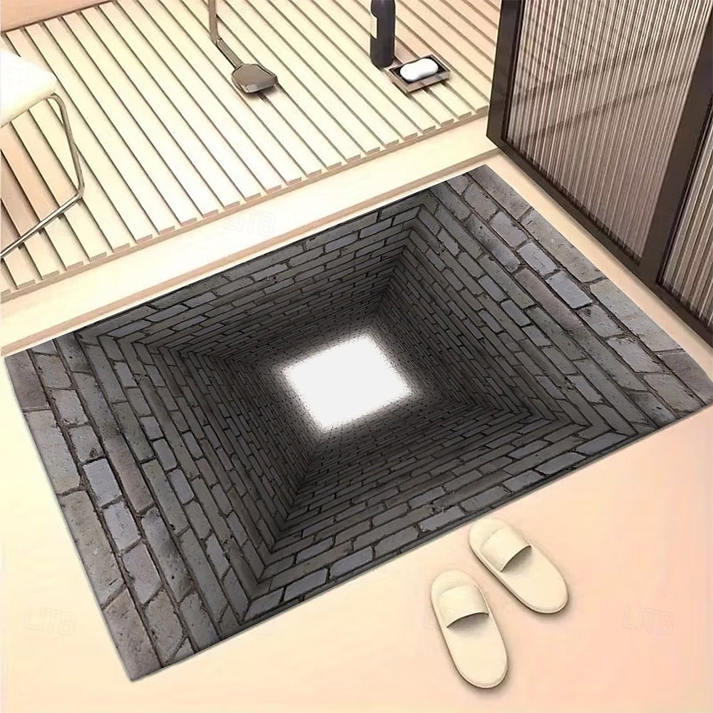 Zerbino con effetto tunnel 3D, design in mattoni con stampa 2D, che crea una prospettiva profonda per un tappeto d'ingresso sorprendente e unico, perfetto per l'arredamento della casa. del 2026 a $17.99 –P1