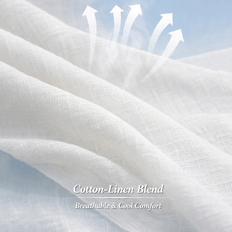 Damskie Sukienka midi Sztuczna bawełna len Sukienka trapezowa Codzienne sukienki Elegancja Zabytkowe Moda Codzienny Urlop Wyjściowe Luźna Równina Długi rękaw W serek Niebieski Biały Rumiany r 2026 - $27.99 –P2