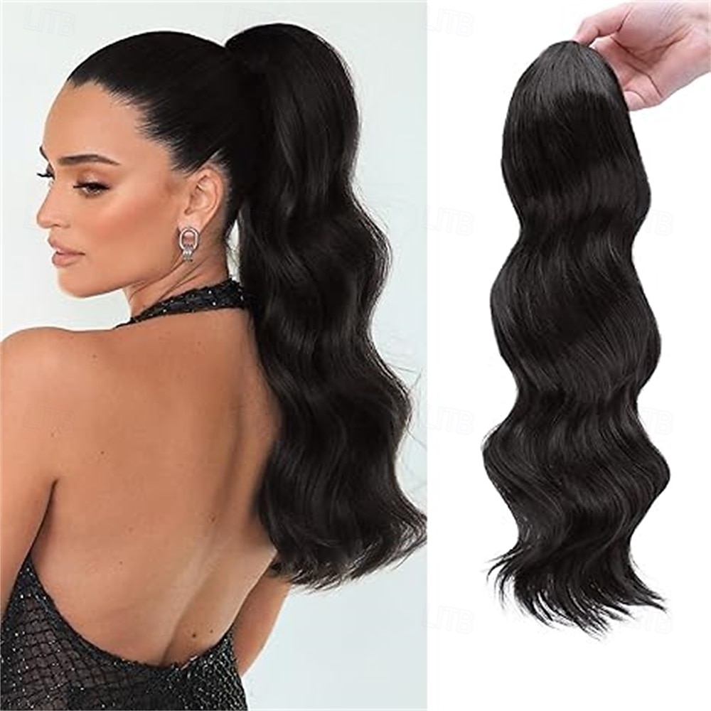 Extension queue de cheval à pince, 50 cm (20 pouces), noire, bouclée et ondulée, avec pince, pour femme. Cheveux synthétiques souples et naturels, parfaits pour un usage quotidien. de 2026 ? $14.99 –P3