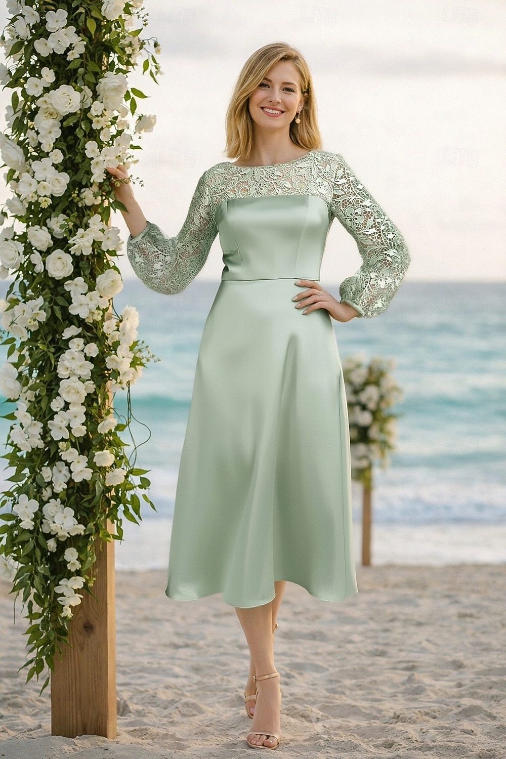 long sleeve dresses winter A-Line Wedding Gown With Lace