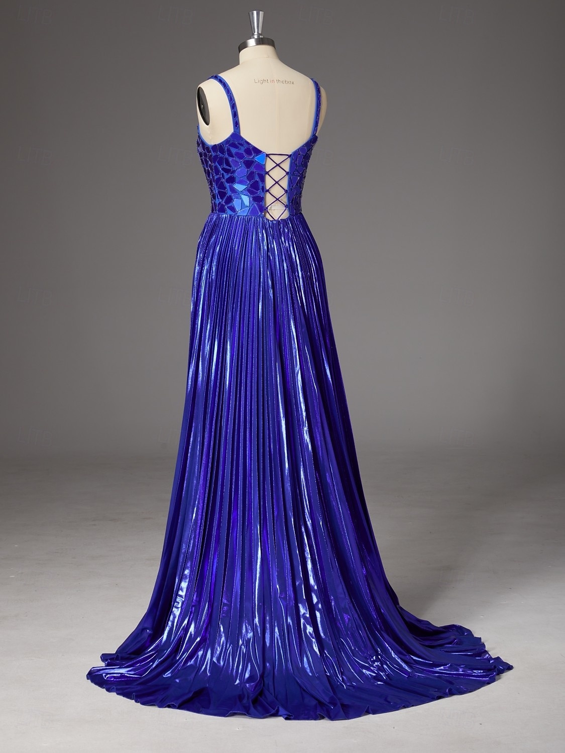 Linea ad A Strascico a Terra Abito da invitata a nozze Abito Formale Abito da sera Abito da Sera Elegante Scintillante Stile Celebrità Senza Maniche Spalline sottili Festa serale Matrimonio con del 2026 a $153.99 –P15