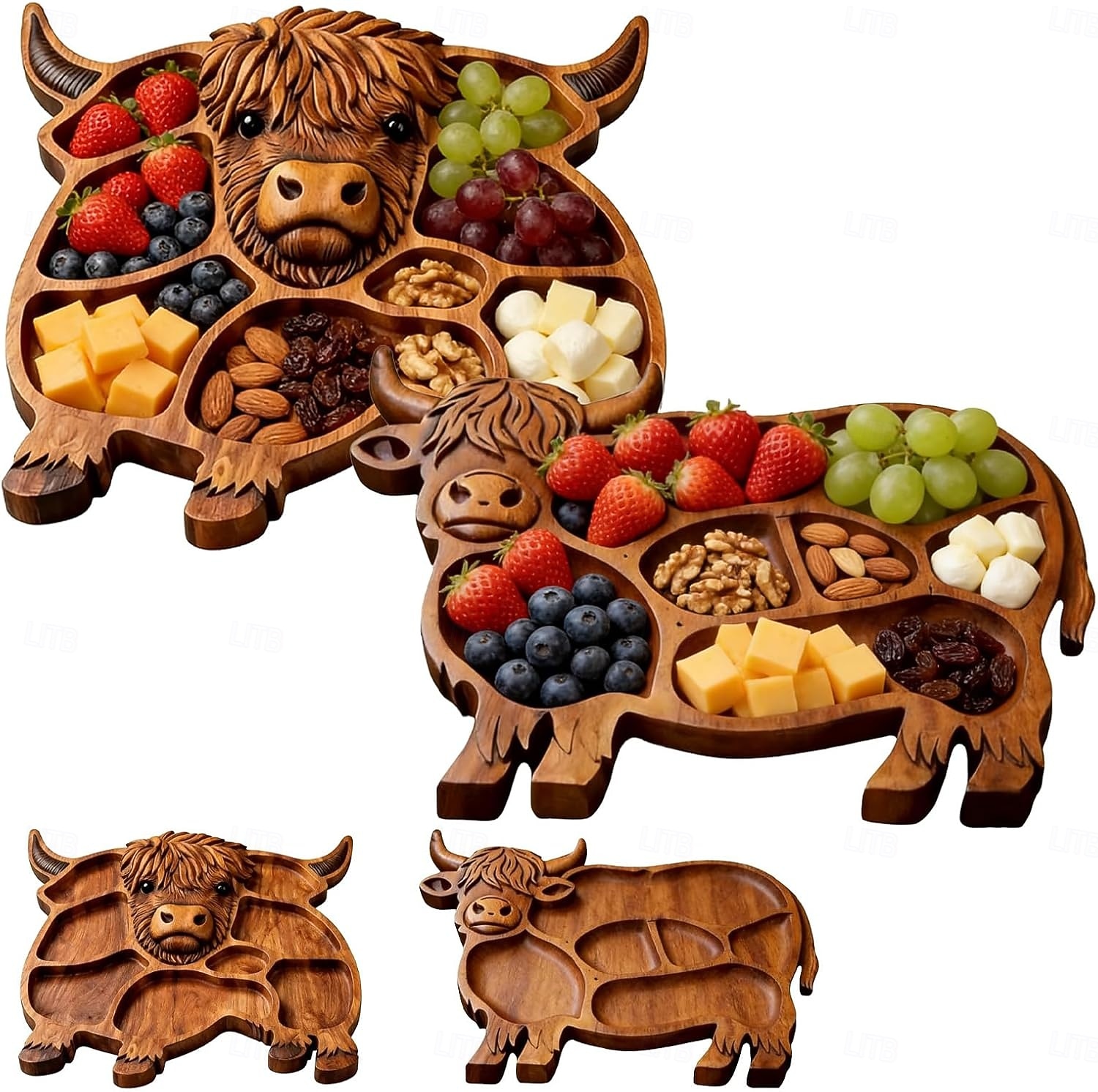 Деревянная доска для закусок в виде шотландской коровы, деревянное блюдо для еды в виде коровы, деревенская сервировочная доска в стиле фермерского дома, поднос для закусок, фруктов, мяса и сыра для 2026 - $33.99 –P1
