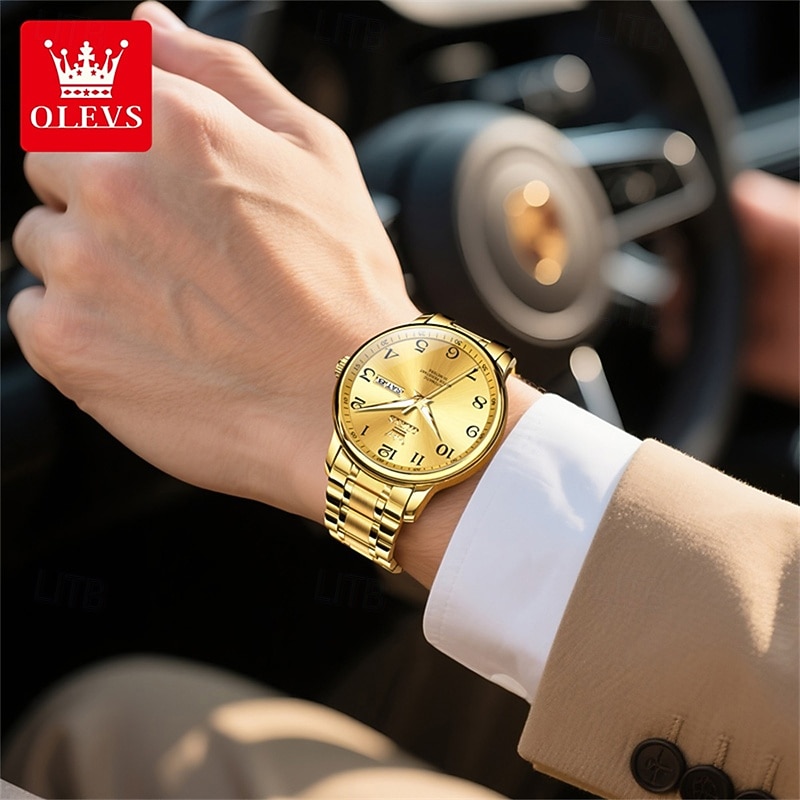 New Olevs Men'S Business Watch With Luminous Calendar, Week Display, Fully Automatic Mechanical Movement, Casual And Fashionable Digital Watch, Water-Resistant, Sporty Wristwatch 2026 - $95.99 –P17