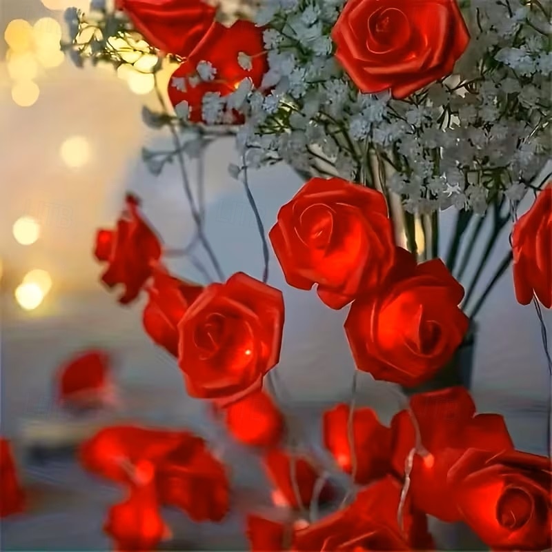 Guirnalda de luces rosas de 1,5 m y 10 LED con pilas para bodas, fiestas, hogar, terrazas, San Valentín, Día de la Madre, cumpleaños, luces decorativas. 2026 - $17.99 –P8