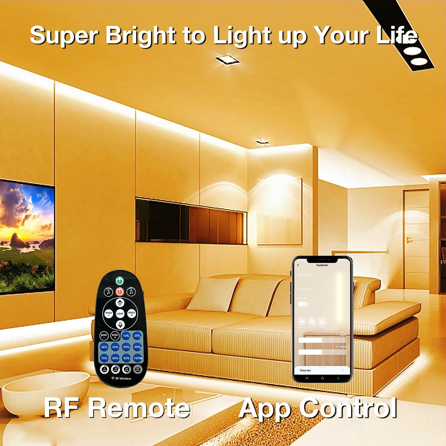 COB LED Intelligent Strip Lights Timing Music Synchronization RF Remote and AppDimmable Bright 16.4-65ft 3000-6500K  COB LED Light Strip for Bedroom Living Room TV Cabinet Optional Switching Power 2026 - $39.99 –P7