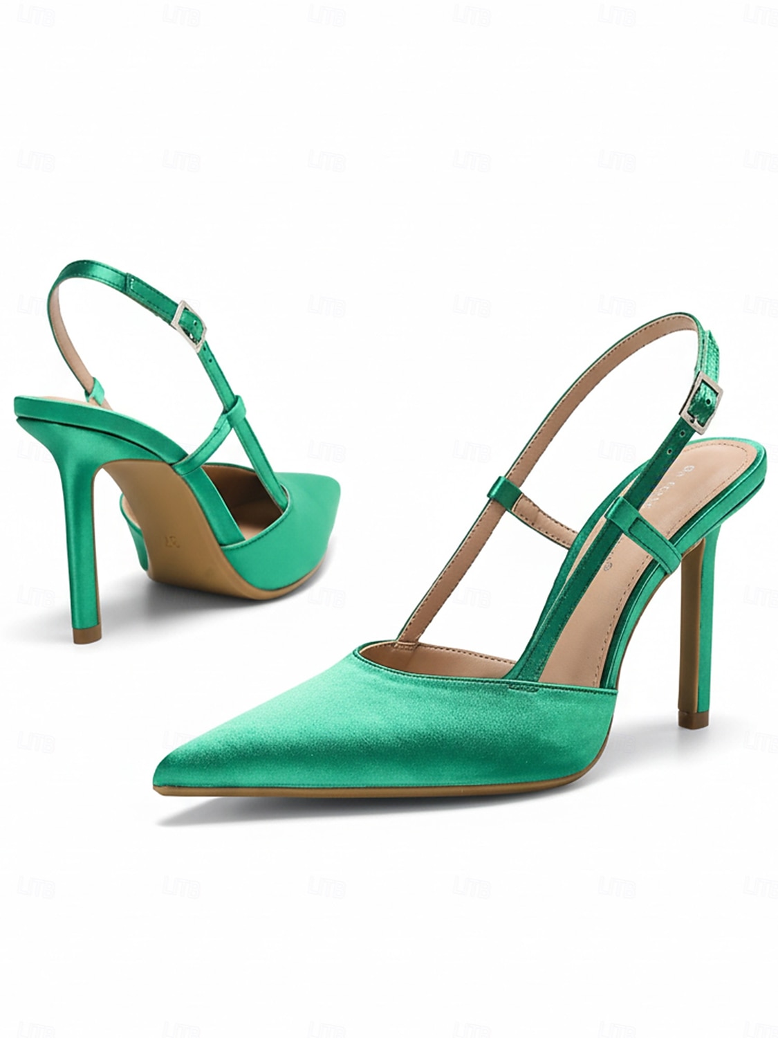 Zapatos de tacón alto con punta puntiaguda verde para mujer, elegantes zapatos de vestir para invitados de boda en ceremonias al aire libre. 2026 - $46.99 –P5