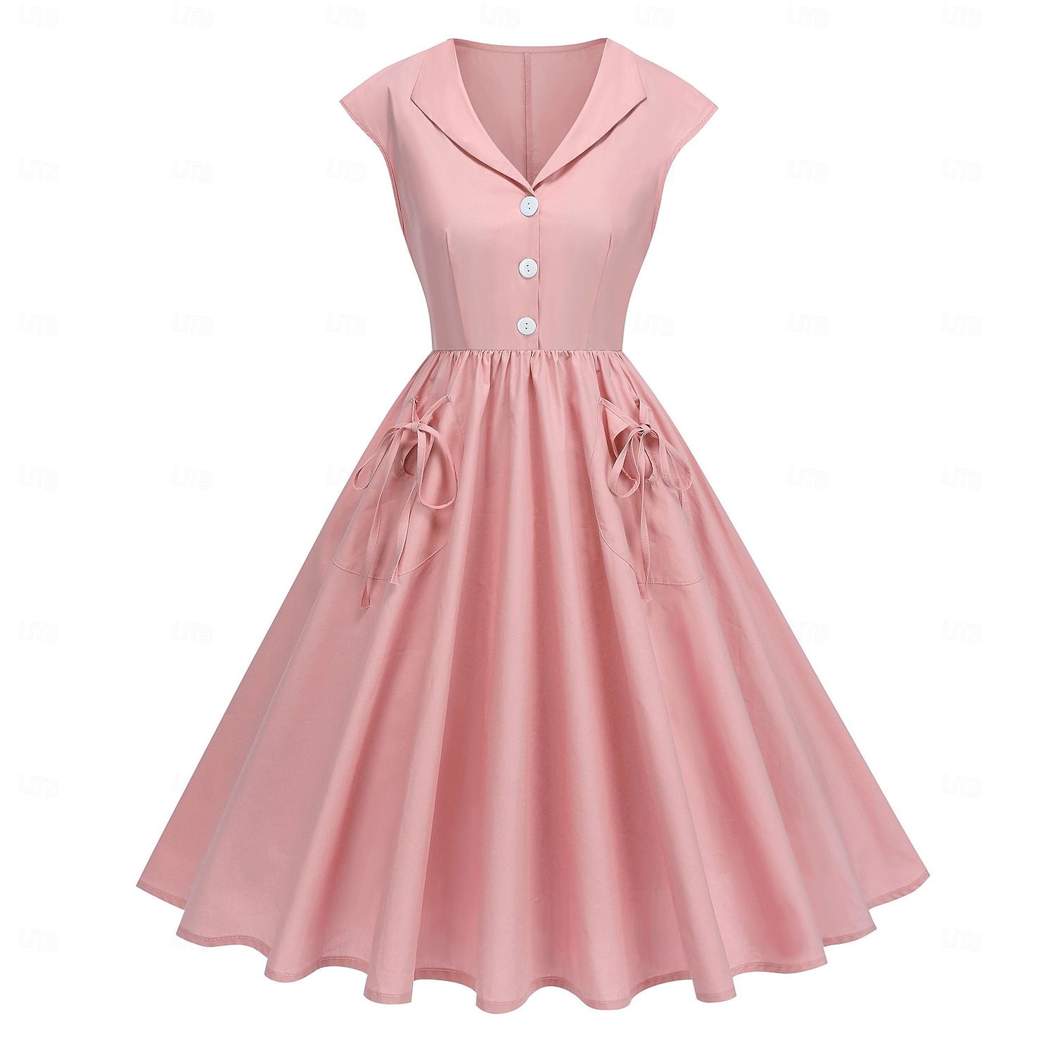 1950s Hepburn Retro Vintage Midi A-Line Dress Swing Dress Flare Dress Short Sleeves A-Line Fancy Dress Women's Carnival Valentine's Day Masquerade Vacation Dailywear Bachelorette Party Adults Dress 2026 - HUF 14579 –P12