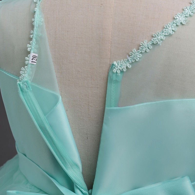 Blomsterpikekjole Jente Formell kjole Bryllupsantrekk Fest Bryllup Formell Elegant Mote Søt Første nattverdskjole Blonde Netting Blomstret Ermeløs Crew-hals Grå Hvit 4 år + 2026 - $41.99 –P17