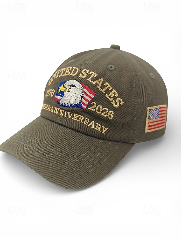 United States 250th Anniversary Men's Adjustable Cotton Cap with Embroidered American Flag, Multiple Colors, Ideal for Independence Day and Celebrations 2026 - $14.99 –P11