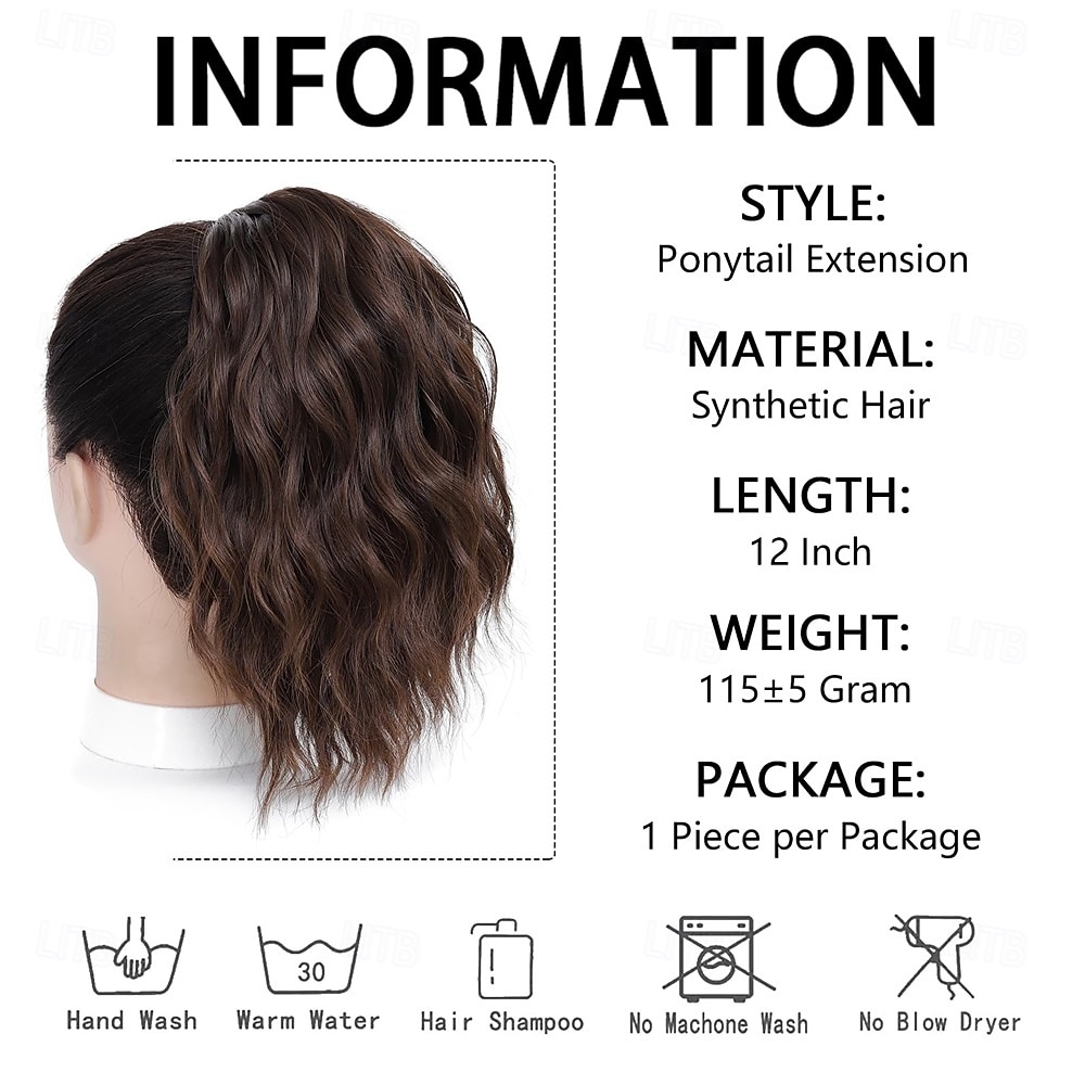 Ponytail Extension-12 Inch Drawstring Ponytail Hair Extensions for Women Synthetic Curly Wavy Fake Pony Tails Hair Pieces for Daily Party Use (Mixed Brown) 12 Inch 2026 - $13.99 –P3