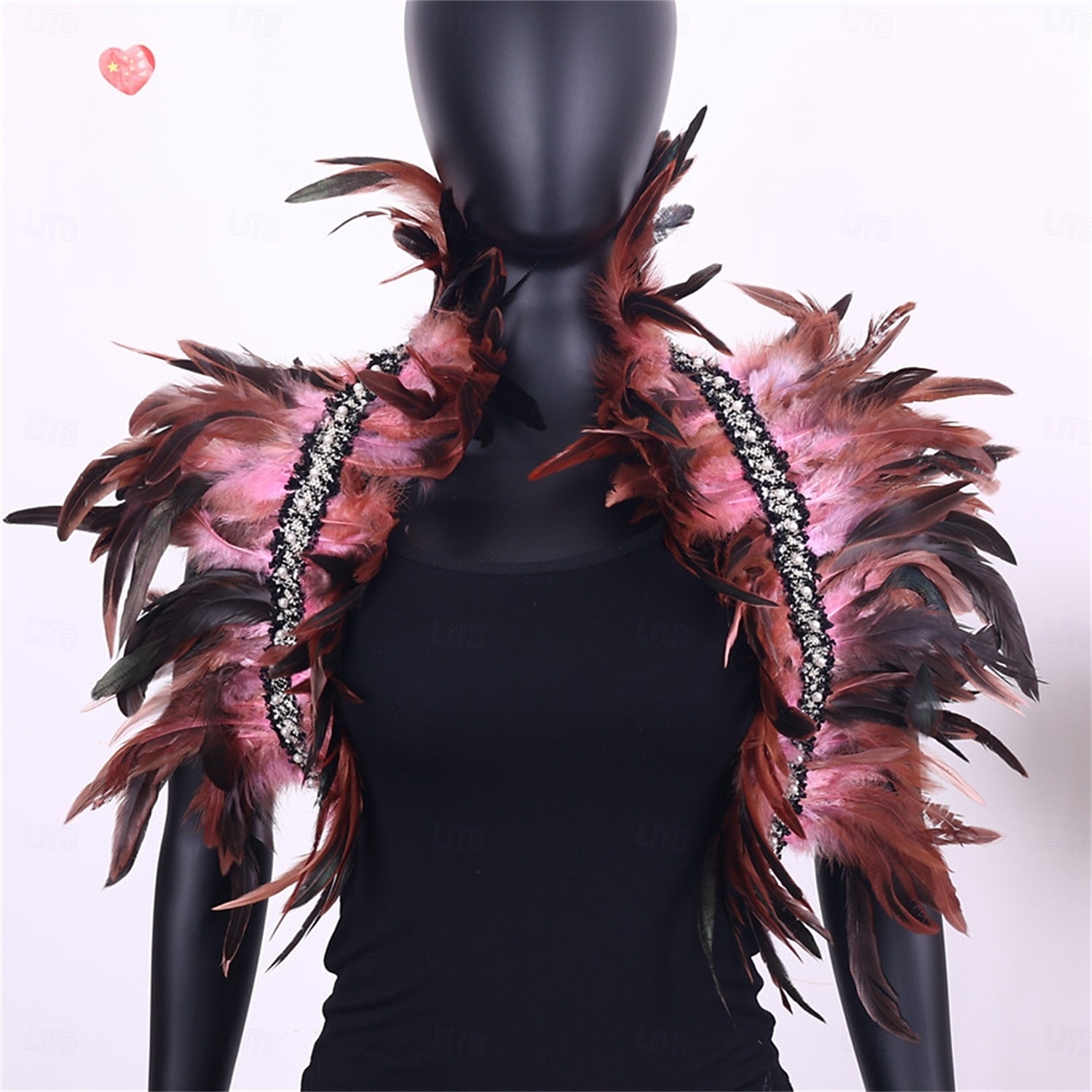 Carnaval 2026 Accessoires de Carnaval de Rio Samba Épaulières Femme Plumes Rouges avec Bord en Strass Costume de Performance Festival Brésilien de 2026 ? $17.99 –P13