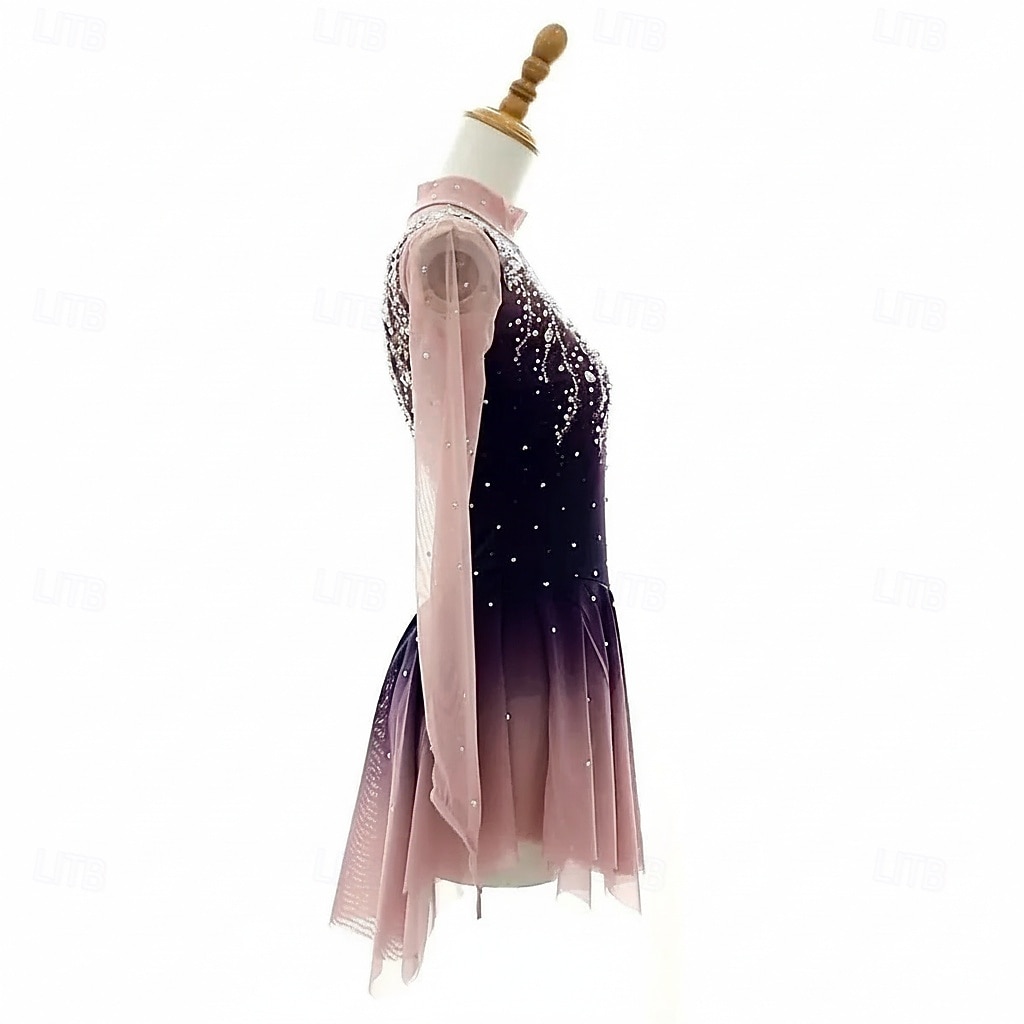 Abito da pattinaggio artistico Per donna Pattinaggio sul ghiaccio Vestito Rosa scuro Patchwork Orlo asimmetrico Spandex Rete Alta elasticità Allenamento Competizione Vestiti da pattinaggio sul del 2026 a $280.29 –P4