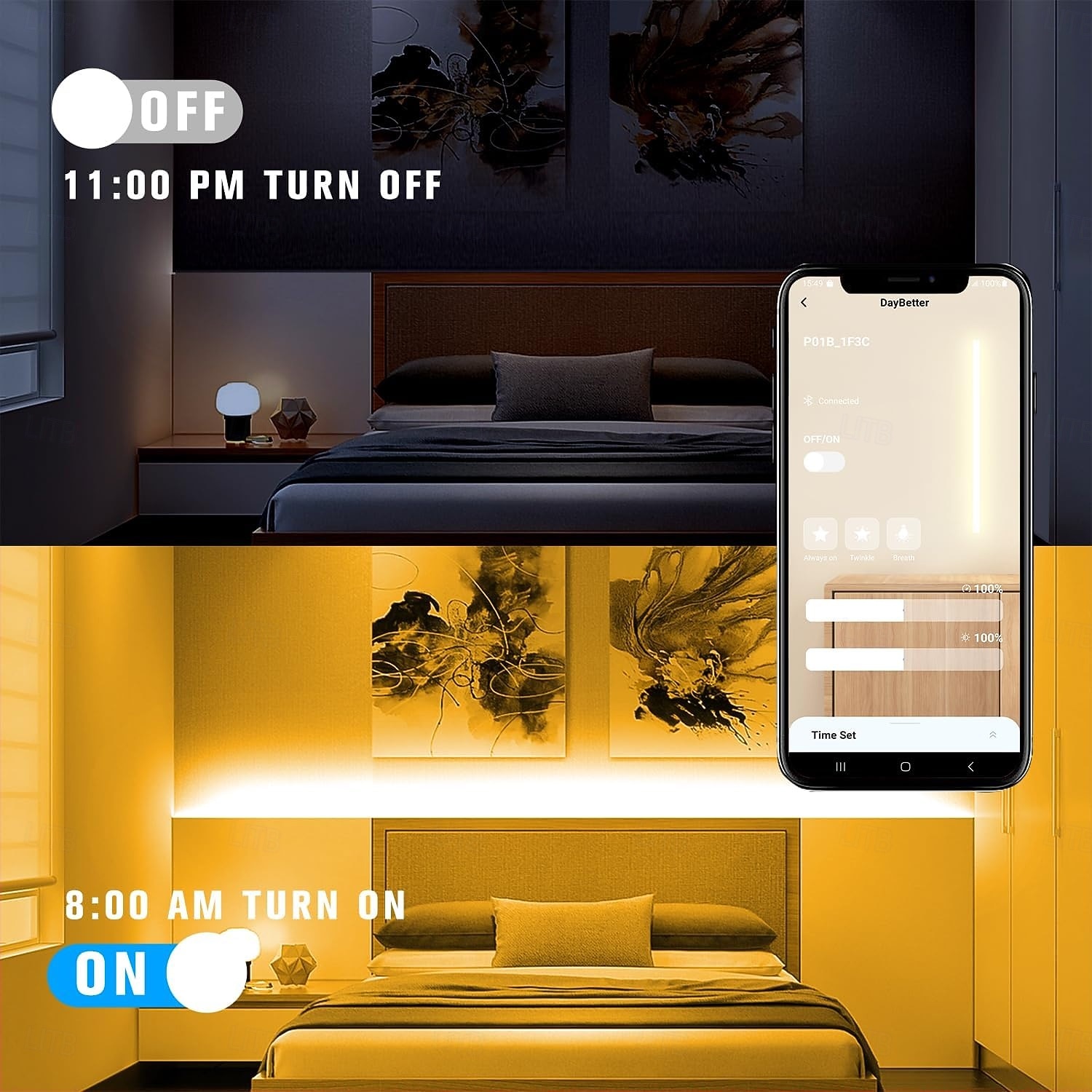 COB LED Intelligent Strip Lights Timing Music Synchronization RF Remote and AppDimmable Bright 16.4-65ft 3000-6500K  COB LED Light Strip for Bedroom Living Room TV Cabinet Optional Switching Power 2026 - $39.99 –P11
