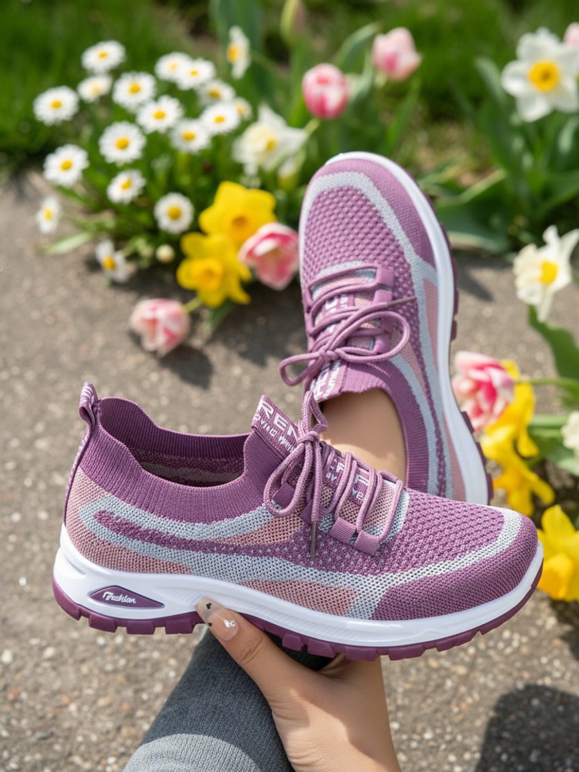 scarpe da ginnastica da donna in maglia viola – scarpe da passeggio traspiranti e leggere con un design elegante per attività sportive e gite casual del 2026 a $24.99 –P8