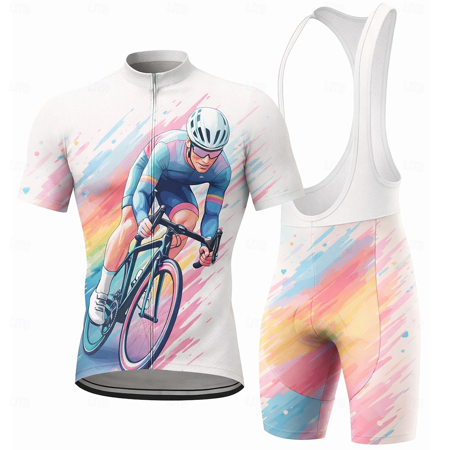 Hombre Maillot de ciclismo con culotte corto con tirantes Conjunto de camiseta de ciclismo Manga Corta MTB Bicicleta Montaña Ciclismo Carretera Verano Azul Marino Azul Naranja Geométrico Letra y 2026 - $49.99 –P7