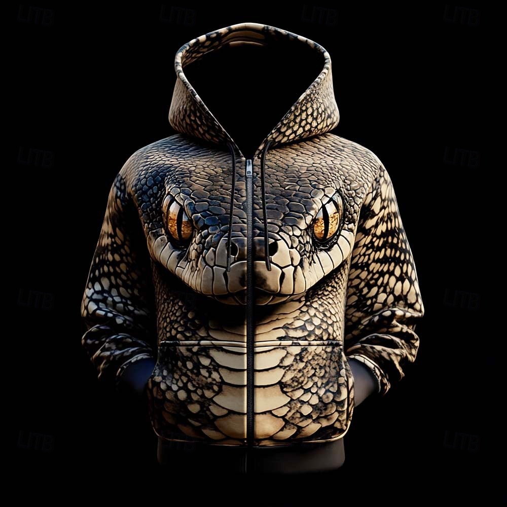 Ανδρικά Φίδι Φούτερ με κουκούλα με φερμουάρ Φούτερ με Κουκούλα Πουλόβερ Μοντέρνα Απίθανο 3D Μακρυμάνικο Με Κουκούλα Streetwear Διακοπές Εξόδου Καφέ Πράσινο του τριφυλλιού Καφέ 2 Καφέ 3 2026 - $28.99 –P4