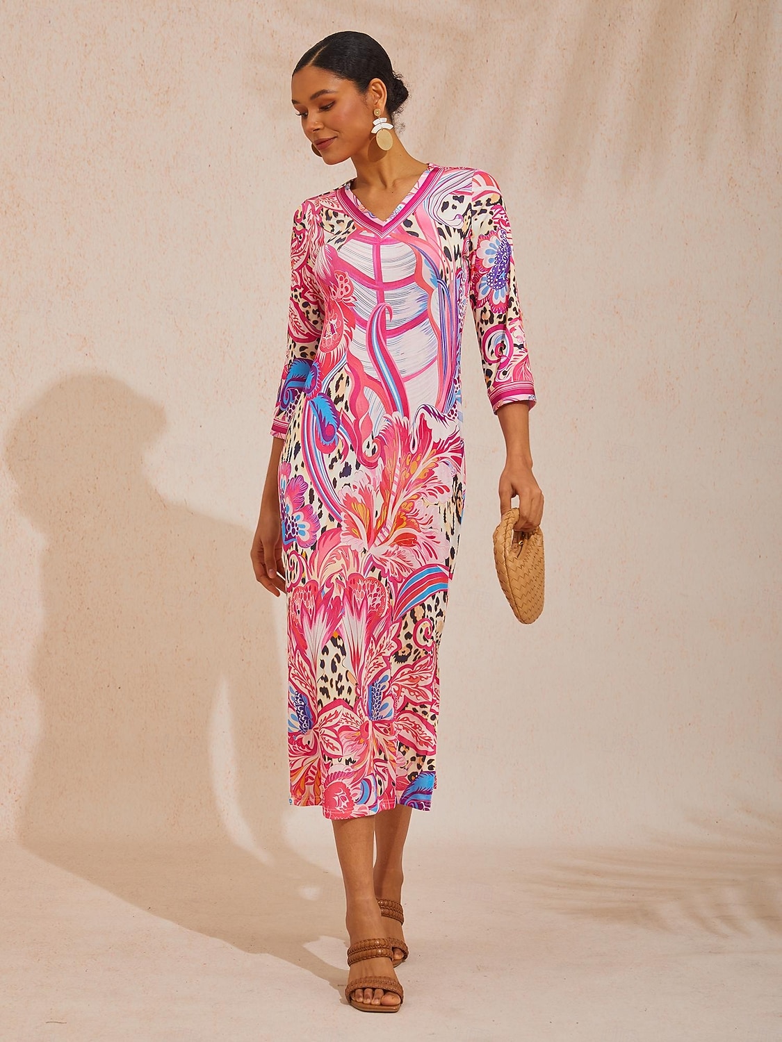 Blush&Beast abstracte roze paisley stretchjurk 2026 - $102.99 –P5