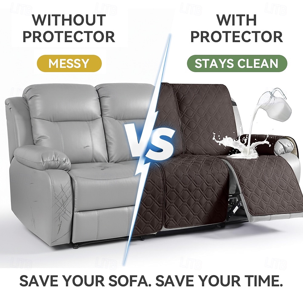 100% voděodolný prošívaný potah na polohovací pohovku pro 3 osoby, 1 kus, pratelný potah na polohovací pohovku, protiskluzový chránič nábytku s elastickými popruhy a kapsou pro psy, domácí mazlíčky, čokoláda 2026 - $95.99 –P4