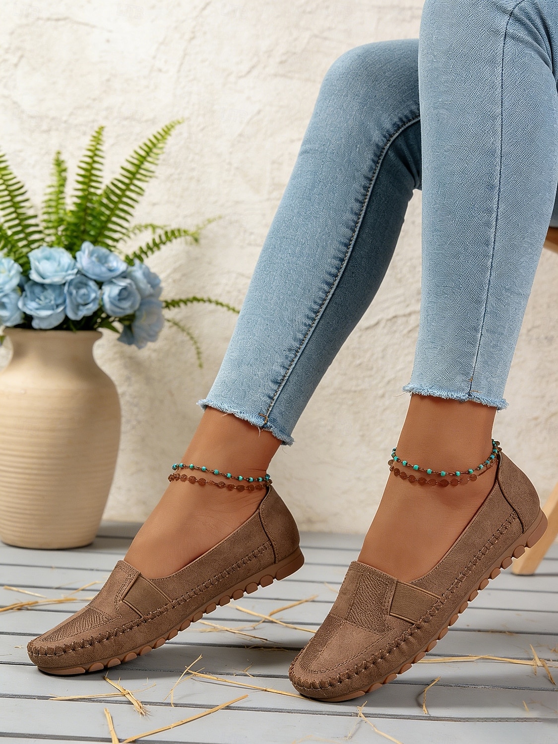 Damskie kawowe slip-on mokasyny - miękkie wygodne płaskie buty do codziennego komfortu spacerów pracy podróży i codziennego noszenia 2026 - $24.99 –P4