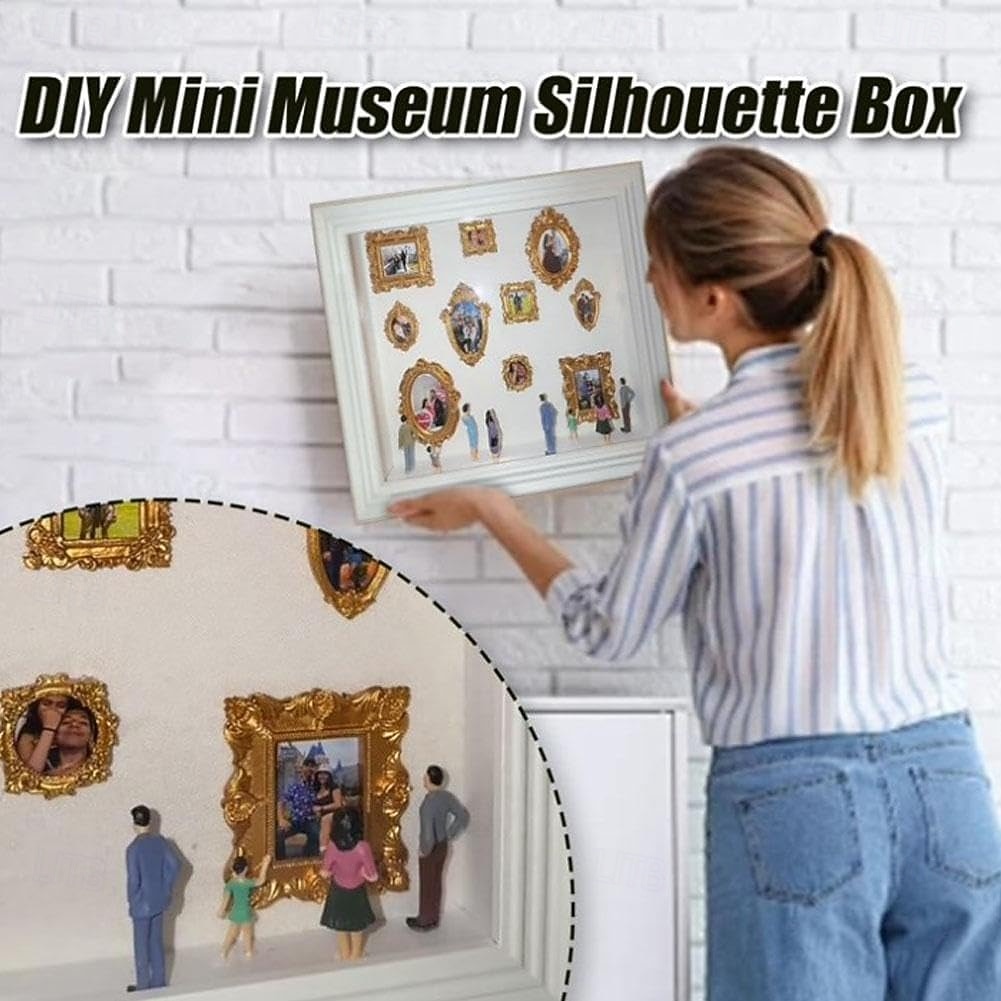 gör-det-själv mini-museumssilhuettlåda, skugglådaramsats med guldfärgat miniatyrmuseum &figurer, fira dina unika minnen med stil, för årsdagar, bröllop, födelsedagar &heminredning 2026 - $31.99 –P2