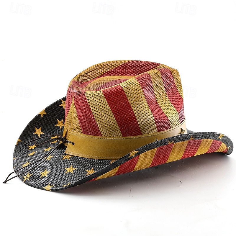 250-årsjubileum i USA Vestlig Cowboyhatt Cowgirl lue Cowgirl Cowboy West Cowboy Kostyme Unisex Maskerade 4. juli Fest Uavhengighetsdagen Voksne Hatt Alle årstider 2026 - $26.99 –P3