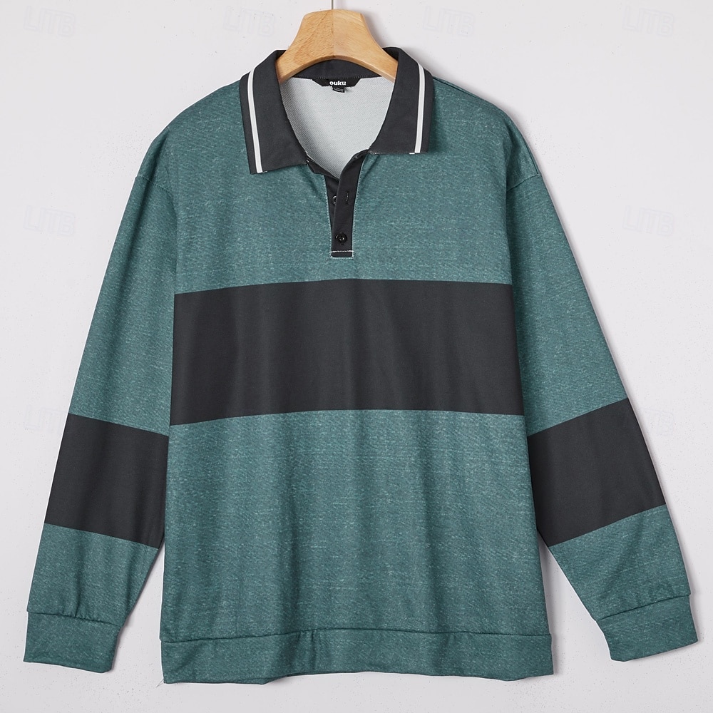 בגדי ריקוד גברים פסים Pullover רוגבי פולו חולצות פולו רוגבי שרוול ארוך חולצות פולו קולר וינטאג' יום יומי בָּחוּץ רחוב לבוש ליום הדפסת תלת מימד כפתורים אביב סתיו חורף פול בורדו שחור 2026 - $24.99 –P7